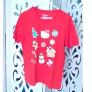 Hello Kitty Christmas Tee Sanrio Holiday Graphic Shirt Red Medium Cute nwot